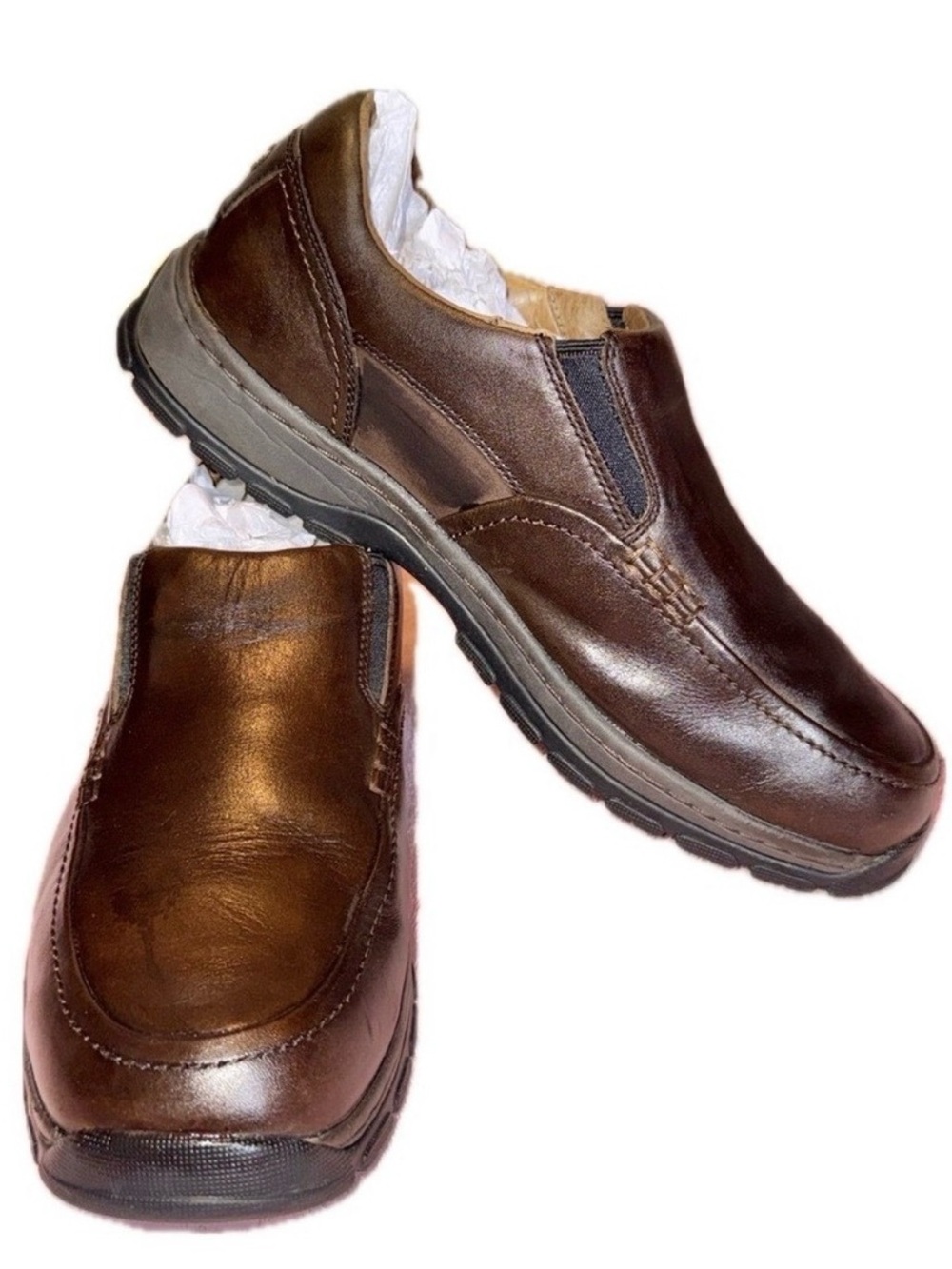 CABELA'S Leather Comfort Slip-On Shoes Brown Casual Walking Loafers | Men's 10